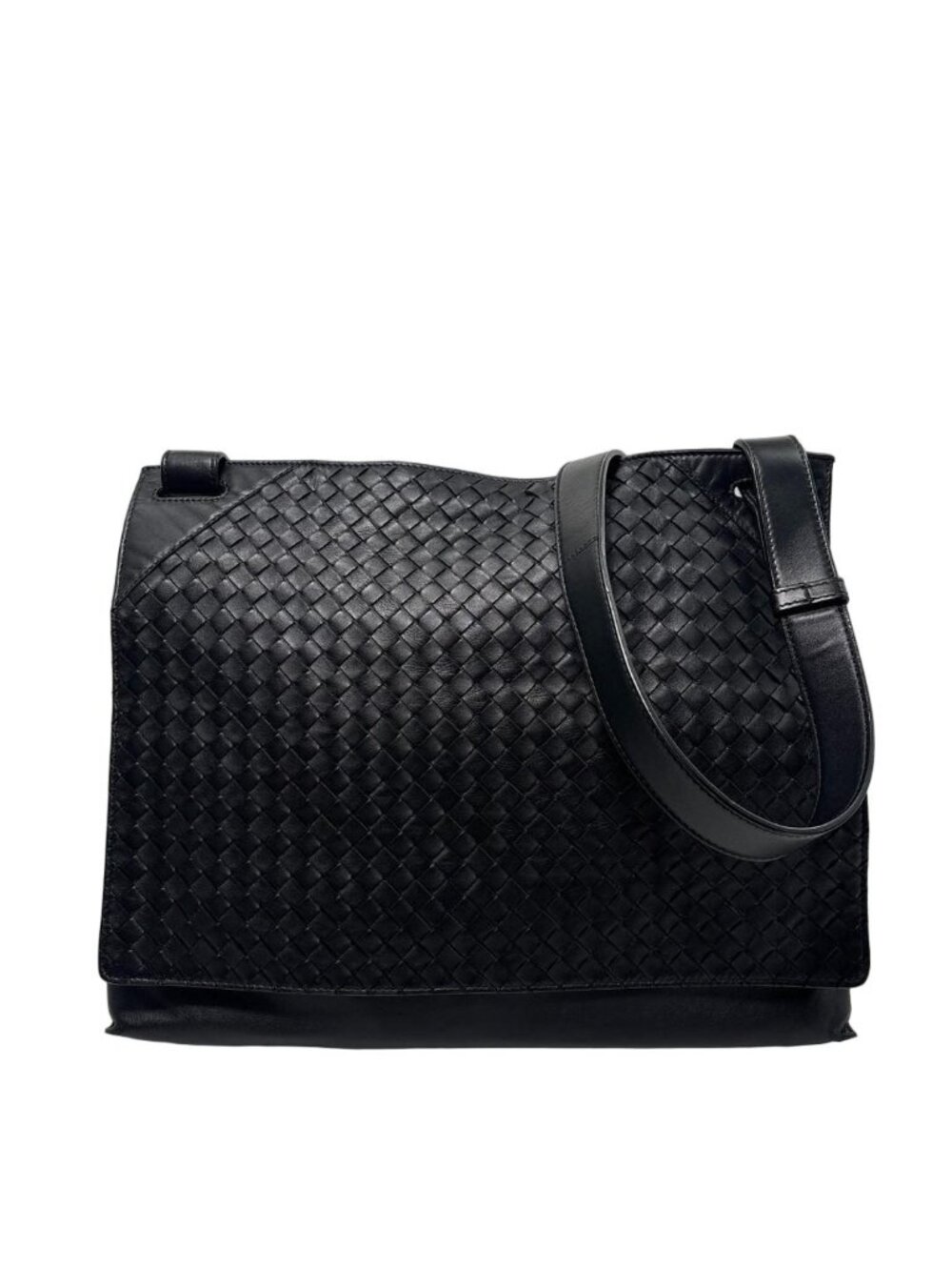 Bottega Veneta Super Shoulder Bag Leather Intrecciato Black
